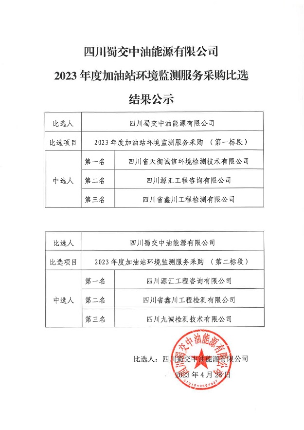 四川蜀交中油能源有限公司2023年度加油站環境監測服務采購項目比選結果公示_00.jpg